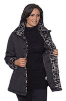 Womens Black Luxury Soft Touch Padded Animal Print Jacket db4002